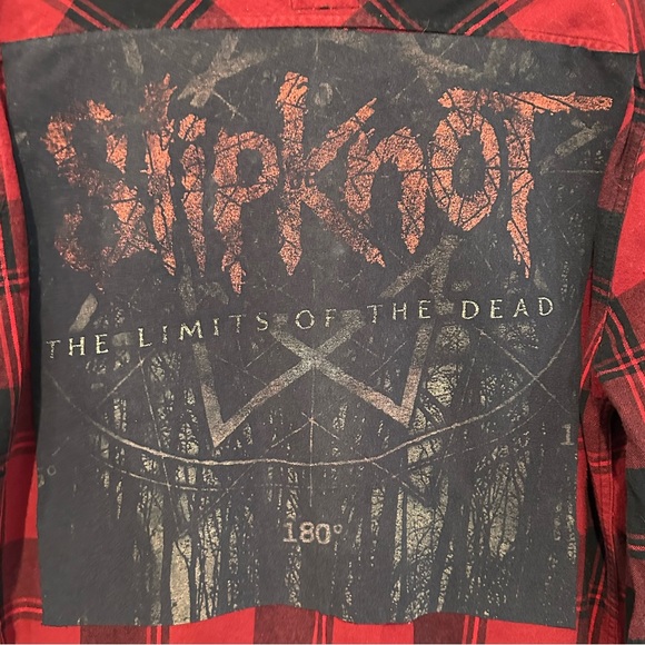 SLIPKNOT tshirt upcycled RED flannel shirt XL or pick any size - Picture 4 of 4